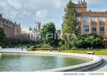University of Washington, Seattle, Washington State, USA 03-16-2025 - There are historical buildings and symbols on the university grounds. 138439591