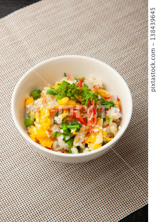 Mixed rice of rape blossoms and sakura shrimp Mixed rice of rape blossoms and sakura shrimp 138439645