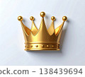Gold metal. Golden crown on white background. Close up. 138439694