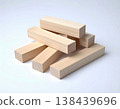 Carpentry and craftsmanship concept. Wooden planks for construction on a white background. 138439696