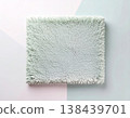 Still life. Carpet in pastel colors on a white background. Home decor. Top view. 138439701