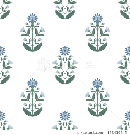 Light minimal floral seamless pattern with spaced botanical elements and soft color palette. Light minimal floral seamless pattern with spaced botanical elements and soft color palette. 138439845