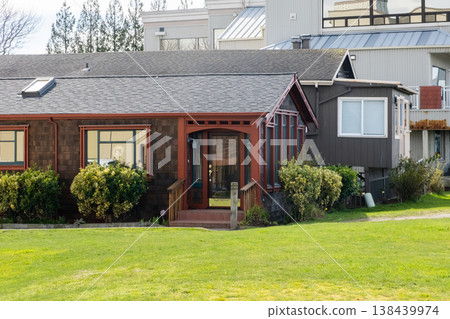 Edmonds, Marina Beach Park, WA, 03.13.2025 - house on the bay embankment 138439974