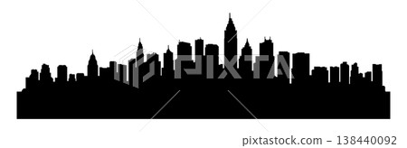 black and white city silhouette, without background black and white city silhouette, without background 138440092