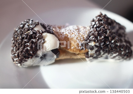 Authentic Italian Cannoli Dessert with Cream Filling 138440503