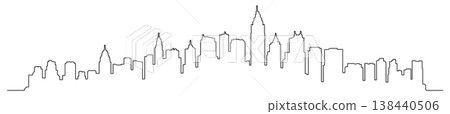 Black city skyline silhouette, continuous one line drawing, without background Black city skyline silhouette, continuous one line drawing, without background 138440506
