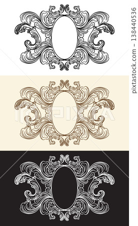 Bundle of vintage baroque elements frame vector illustration Bundle of vintage baroque elements frame vector illustration 138440536