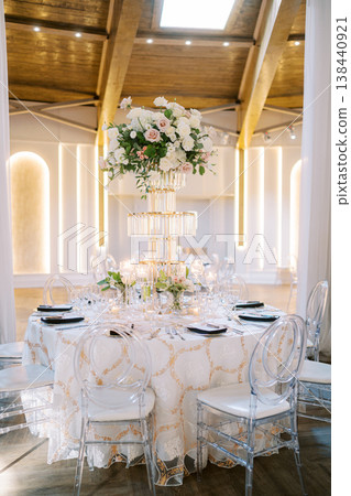 Stunning Table Adorned With Colorful Flowers And Sparkling Ornaments 138440921