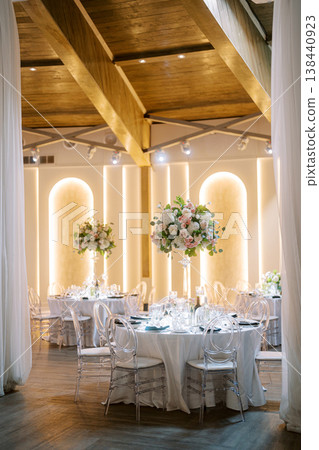 Charming Reception With Floating Flower Spheres And Gentle Lights Charming Reception With Floating Flower Spheres And Gentle Lights 138440923