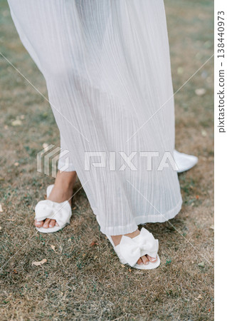 Caucasian Bride Sandal Detail On Grass 138440973