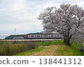 Meitetsu train and cherry blossoms 138441312
