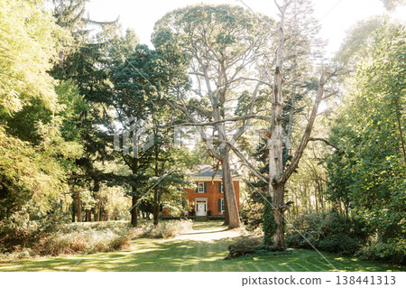 Tranquil Suburban Setting With Wellkept Gardens And Shaded Pathways Tranquil Suburban Setting With Wellkept Gardens And Shaded Pathways 138441313