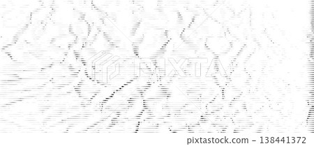 Horizontal distressed line texture. Black aged striped pattern background. Linear halftone scratch photocopy backdrop. Vector damaged scanned image concept wallpaper. Weathered worn paper effect print 138441372