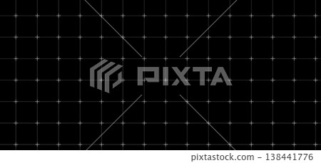 Seamless pattern Line Cross matrix grid blueprint, black surface. Node spacing lattice geometry layout, interface 138441776
