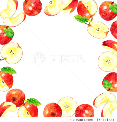 Apple frame with various peeling methods - Hand-drawn watercolor illustration background material for fruits and vegetables Apple frame with various peeling methods - Hand-drawn watercolor illustration background material for fruits and vegetables 138441883