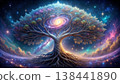 Cosmic Tree of Life, Galactic Vortex, Starry Sky Background, Spiritual Art 138441890