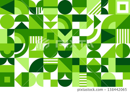 Abstract green environment geometric pattern background, vector ecology and eco nature. Abstract modern mosaic of green geometric shapes. Squares, triangles and circles pattern, environment background Abstract green environment geometric pattern background, vector ecology and eco nature. Abstract modern mosaic of green geometric shapes. Squares, triangles and circles pattern, environment background 138442065