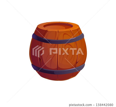 Pirate icon of barrel of rum, gunpowder or water, cartoon vector Caribbean corsairs item. Wooden barrel keg or cask container for beverage or marine and nautical drink and food storage for pirate icon Pirate icon of barrel of rum, gunpowder or water, cartoon vector Caribbean corsairs item. Wooden barrel keg or cask container for beverage or marine and nautical drink and food storage for pirate icon 138442080
