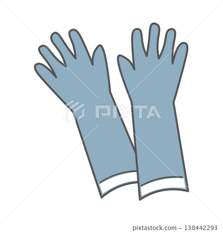 Simple illustration of rubber gloves (cleaning supplies, kitchen, blue) 138442293