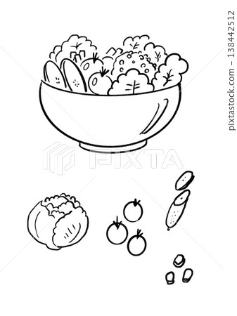 Brushstroke-style vegetable salad 138442512