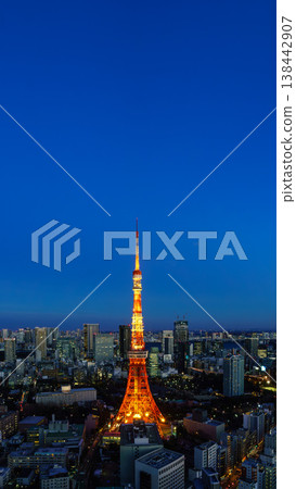 Tokyo Tower and the Tokyo night view (vertical composition) Tokyo Tower and the Tokyo night view (vertical composition) 138442907