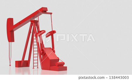 Red Oil Pump Jack Isolated On White Background 3d render. Red Oil Pump Jack Isolated On White Background 3d render. 138443003
