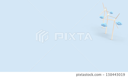 Wind Turbine Renewable Energy Sustainable Power Concept 3d render. 138443019