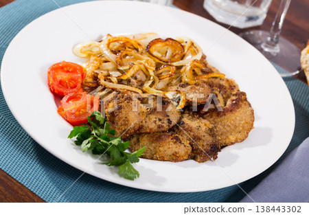 Fried rabbit liver with onion Fried rabbit liver with onion 138443302