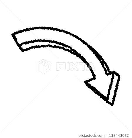 A hand-drawn, rough-looking double-lined illustration of a downward-pointing arrow pointing to the right, giving it a three-dimensional effect. A hand-drawn, rough-looking double-lined illustration of a downward-pointing arrow pointing to the right, giving it a three-dimensional effect. 138443682