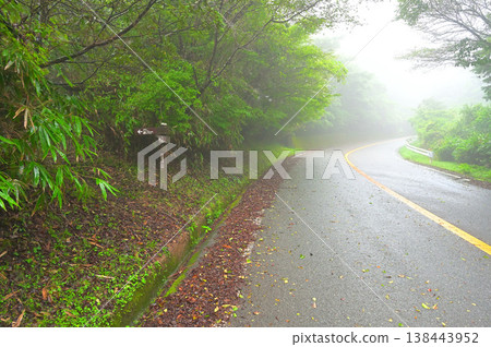 Izu Peninsula, near Garansan, entrance to the Izu Mountain Ridge Trail on the West Izu Skyline, from the road to the mountain path. Izu Peninsula, near Garansan, entrance to the Izu Mountain Ridge Trail on the West Izu Skyline, from the road to the mountain path. 138443952
