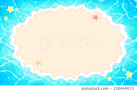 一幅展現波光粼粼海岸線的畫框（橫向視角） 138444013