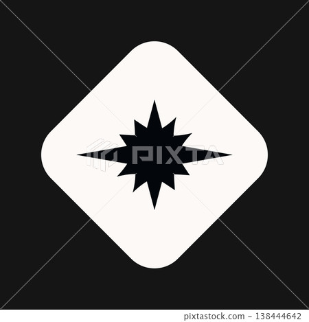 Flat vector retro star sticker badge. Geometric sparkle icon. Vintage black and white burst symbol. 138444642