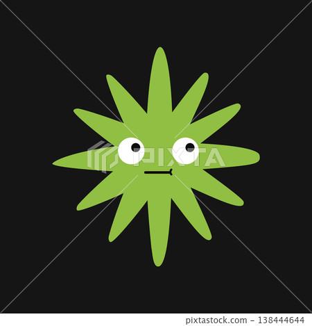 Flat vector cute cosmic star character. Colorful alien monster face, playful multi-eye expression and bold flat vector shapes. 138444644