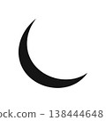 Minimal crescent symbol isolated on background. Hand drawn half moon icon vector design element. 138444648