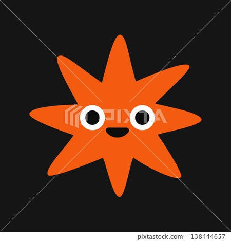 Flat vector cute cosmic star character. Colorful alien monster face, playful multi-eye expression and bold flat vector shapes. Flat vector cute cosmic star character. Colorful alien monster face, playful multi-eye expression and bold flat vector shapes. 138444657