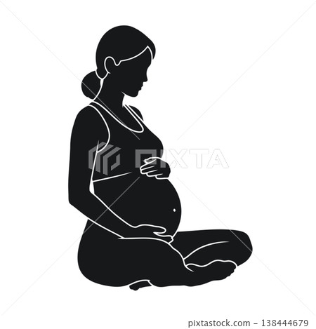 Pregnancy Yoga Motherhood Silhouette Collection Set Pregnancy Yoga Motherhood Silhouette Collection Set 138444679