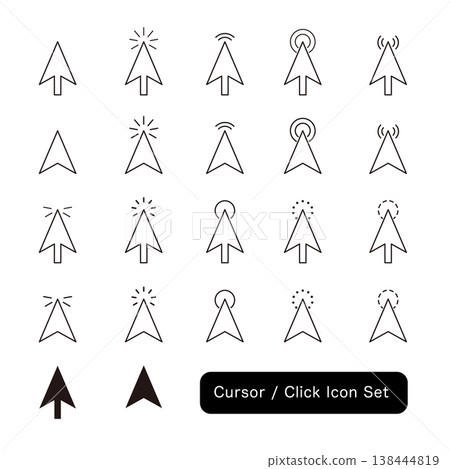 Cursor and click icon set Cursor and click icon set 138444819