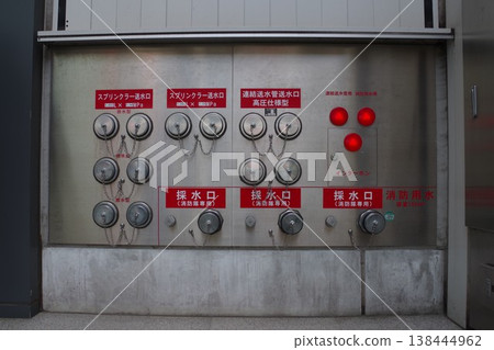 Water inlet panel for fire protection equipment 138444962