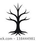 Bare Winter Tree Silhouette Vector Icon Isolated on White 138444981