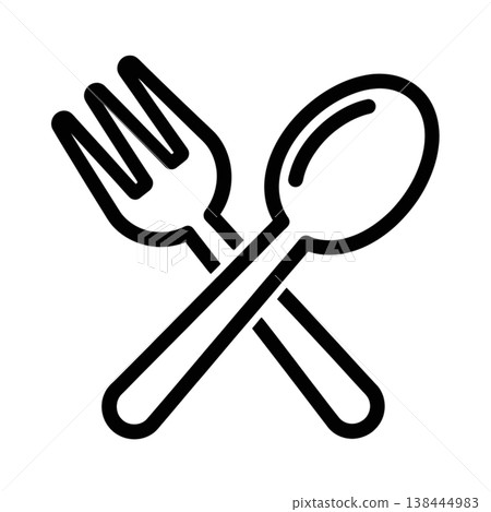 Crossed Fork and Spoon Minimalist Restaurant Dining Icon Crossed Fork and Spoon Minimalist Restaurant Dining Icon 138444983