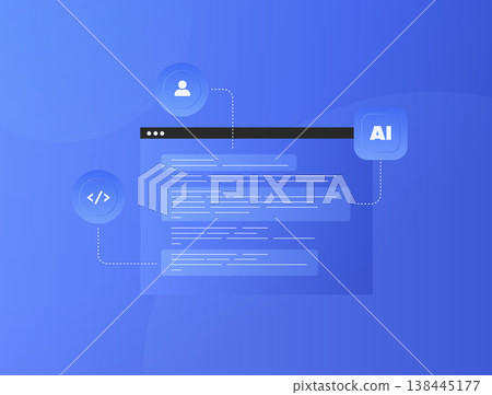 AI coding assistant enhances software development, code generation, debugging, workflow automation. Vibe coding 2026 trends, outsourced product development strategy concept vector illustration. 138445177
