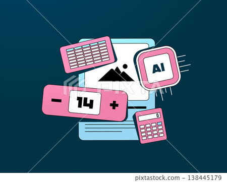 AI inventory forecasting system, stock management with demand prediction and automated reorder using analytics dashboard improving supply chain efficiency in e-commerce platforms, vector illustration 138445179