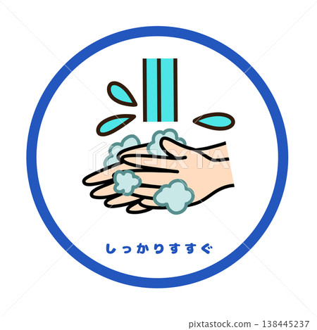 徹底洗手並沖洗乾淨(圖示)(食物中毒預防和衛生管理) 徹底洗手並沖洗乾淨(圖示)(食物中毒預防和衛生管理) 138445237