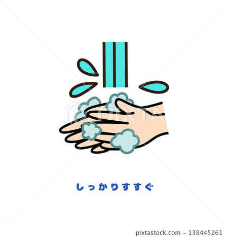徹底洗手並沖洗乾淨(圖示)(食物中毒預防和衛生管理) 徹底洗手並沖洗乾淨(圖示)(食物中毒預防和衛生管理) 138445261