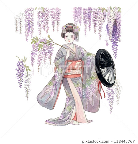 水彩 Fujimusume AI 138445767