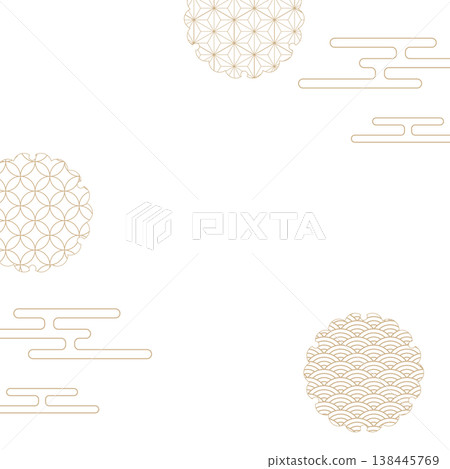 Japanese-style decorative frame, clouds, Japanese pattern, square size Japanese-style decorative frame, clouds, Japanese pattern, square size 138445769