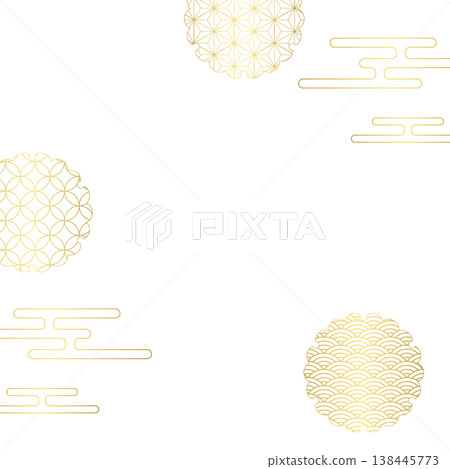 Japanese-style decorative frame, clouds, Japanese pattern, square size Japanese-style decorative frame, clouds, Japanese pattern, square size 138445773