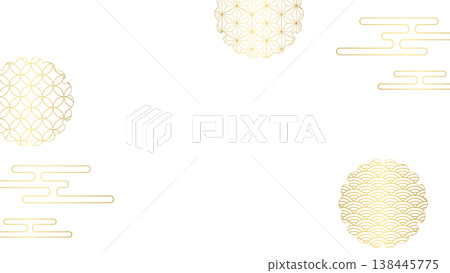 Japanese-style decorative frame, clouds, Japanese pattern, 16:9 size Japanese-style decorative frame, clouds, Japanese pattern, 16:9 size 138445775