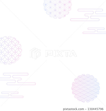 Japanese-style decorative frame, clouds, Japanese pattern, square size Japanese-style decorative frame, clouds, Japanese pattern, square size 138445796