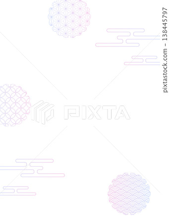Japanese-style decorative frame, clouds, Japanese pattern, vertical orientation Japanese-style decorative frame, clouds, Japanese pattern, vertical orientation 138445797
